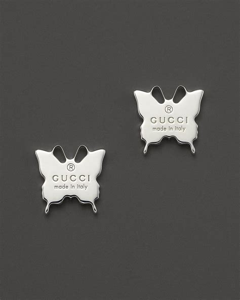 gucci silver stud earrings|gucci silver butterfly earrings.